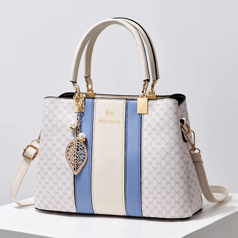 2025 Spring/Summer Autumn/Winter New Fashionable Handbag, Middle aged Large Capacity Color blocked Single Shoulder Cross Shoulde