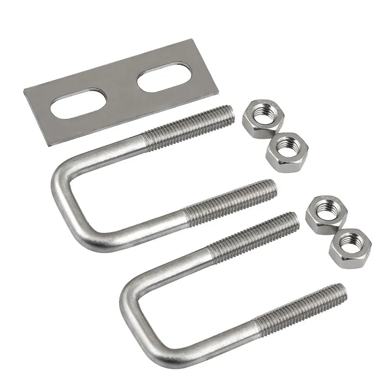 304 Stainless Steel U-Shaped Screw Right Angle Square Clamp M6 M8 M10 M12 U Bolt Pipe Clamp Fastener Hardware Parts