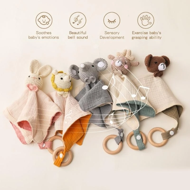 Infant Soothing Towel with Adorable Appearance, Soft Naptime Small Blanket Pacify Toy Cartoon Appease Towel for Baby 15UB
