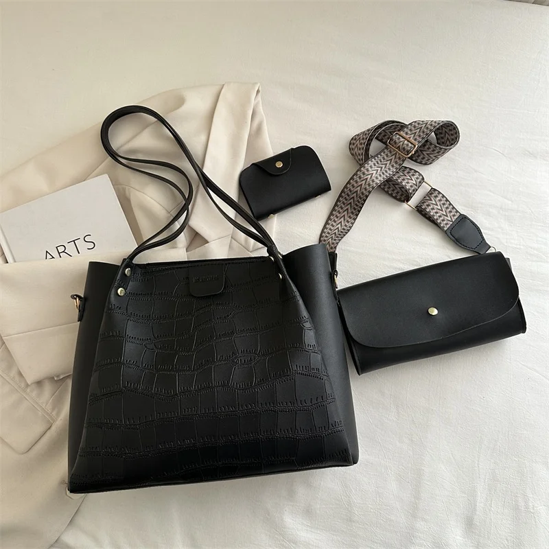 

2025 Новая модная корейская большая сумка для женщин, высококачественная сумка через плечо большой вместимости, универсальная сумка-ведро через плечо