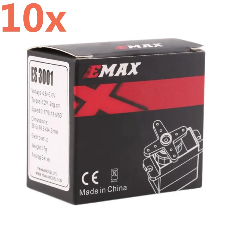 

10Pieces EMAX ES3001 Standard 43g Servo Motor For Remote Control RC Car Helicopter Boat Airplane (ES08A ES08MA ES08MD)