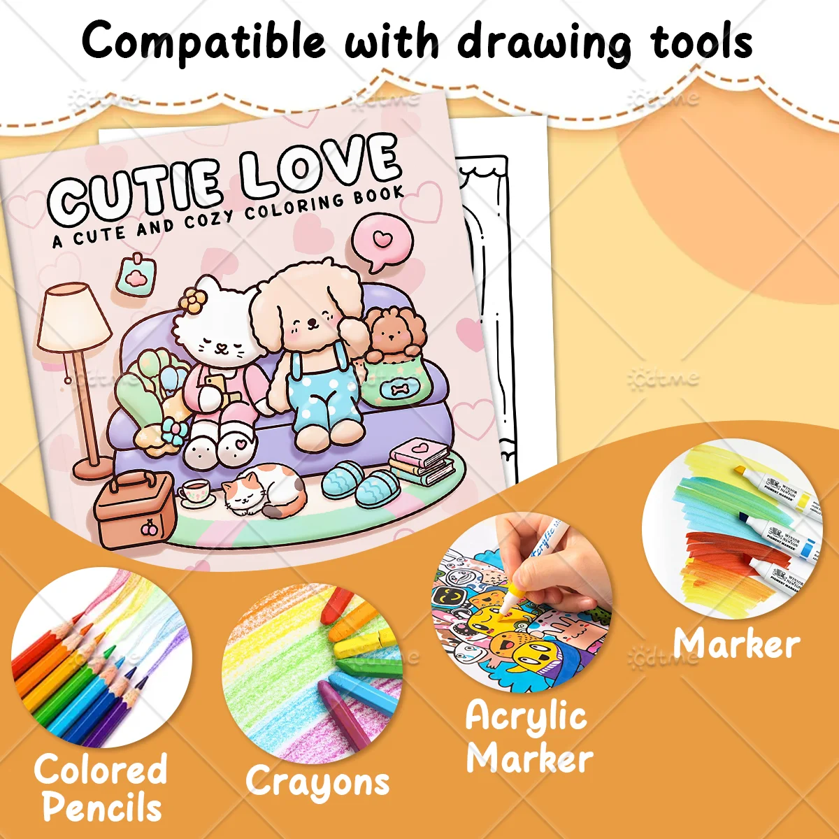 CUTIE LOVE Malbuch mit Kühnen und Einfachen Mustern für Erwachsene Niedliches Zeichenbuch Perfektes Geschenk für Partys und Geburtstage ﻿ – Detail 4