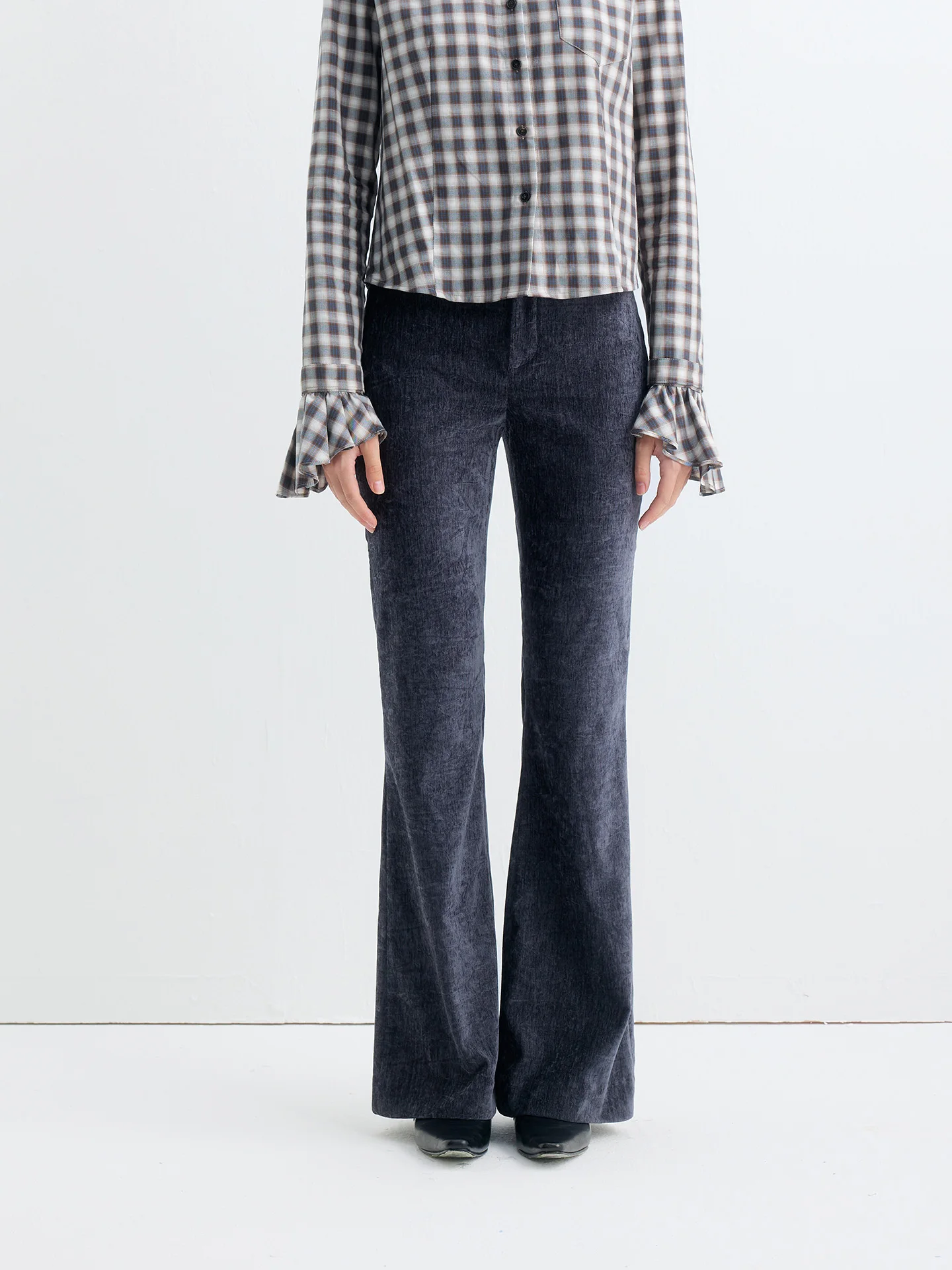 

Брюки-клеш Soutaw Studio с высокой талией и бархатной текстурой, женские повседневные длинные брюки с эффектом похудения, модные