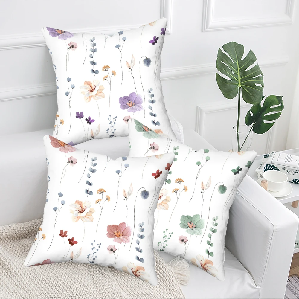 1pc Simple Plant Flower Pillow Cover Bedroom Home Office Decorative Pillowcase Square Zipper Pillow Cases Eco-Friendly 8.1