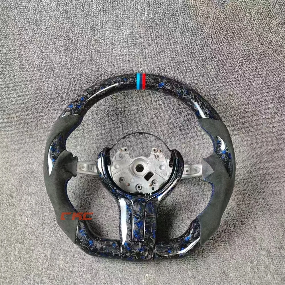 

For 2017 2018 2019 2020 2021 2022 2023 2024 BMW M F black Forged Carbon Fiber blue red strip Steering Wheel