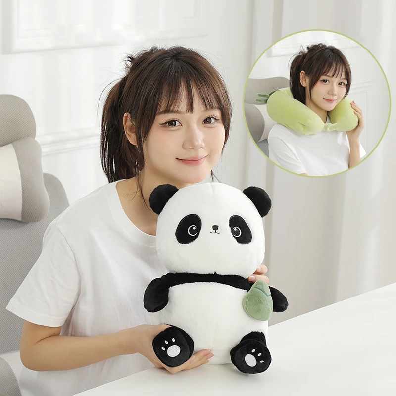 Wholesale Funny 2 in 1 Reversible panda bamboo  Pillow  Animal Plushie Doll