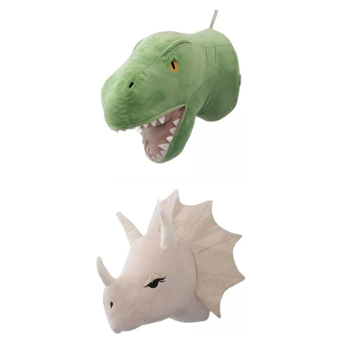 

2 Pieces Dinosaur Head Wall Ornaments 3D Cute Nursery Room Living Room