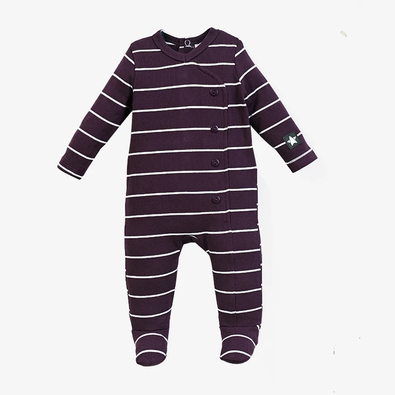 AA-Gestreifte Pyjamas für Kinder Jungen und Mädchen Zweiteiliges Set und Baby-Strampler Langarm Herbst/Winter Gerippte Baumwollkleidung – Detail 16