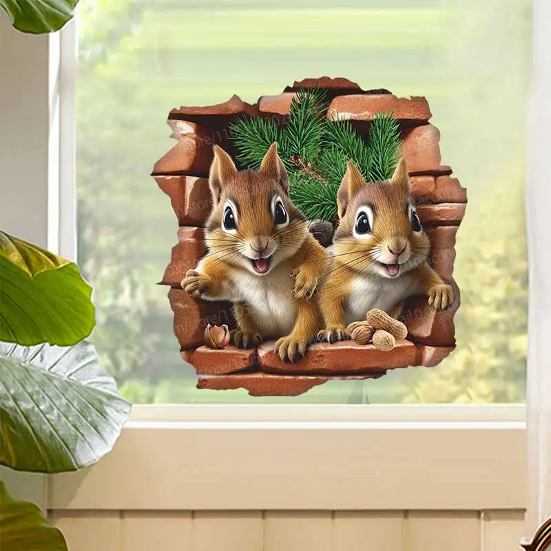 Chipmunk Rodent Wall Decals - Adorable Living Room Sofa Background Art Stickers for Children's Room Decor AA276