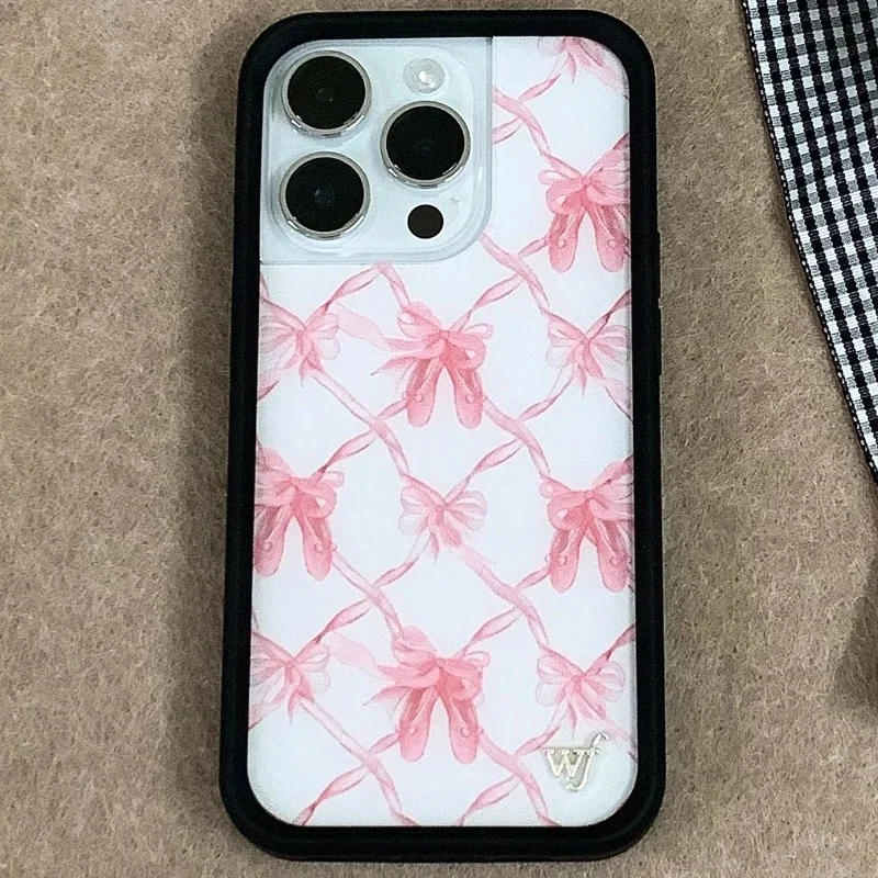 Wildflower ins Girls On Pointe ballet shoes wf Phone Case for iPhone 12 13 14 15 16 Pro Max Plus wf Pink Scarves protect Cover﻿
