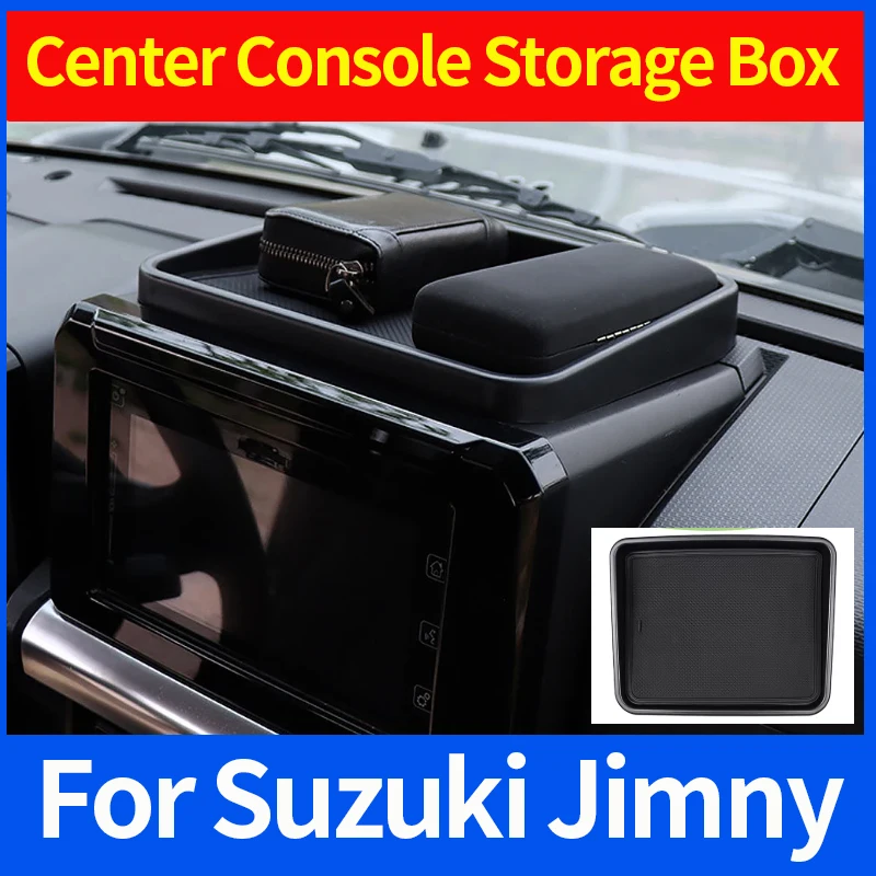 

Car Center Console Storage Box Organizer Tray With Mat Pad for Suzuki Jimny 2019 2020 2021 2022 2023 Interior Accessories Black