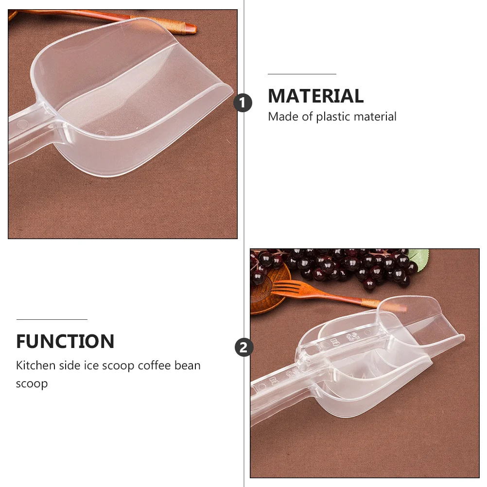 

4Pcs Ice Scoops Premium Plastic Long Handle Food Shovels Multipurpose Kitchen Bar Restaurant Flour Rice Tea Dried Fruit