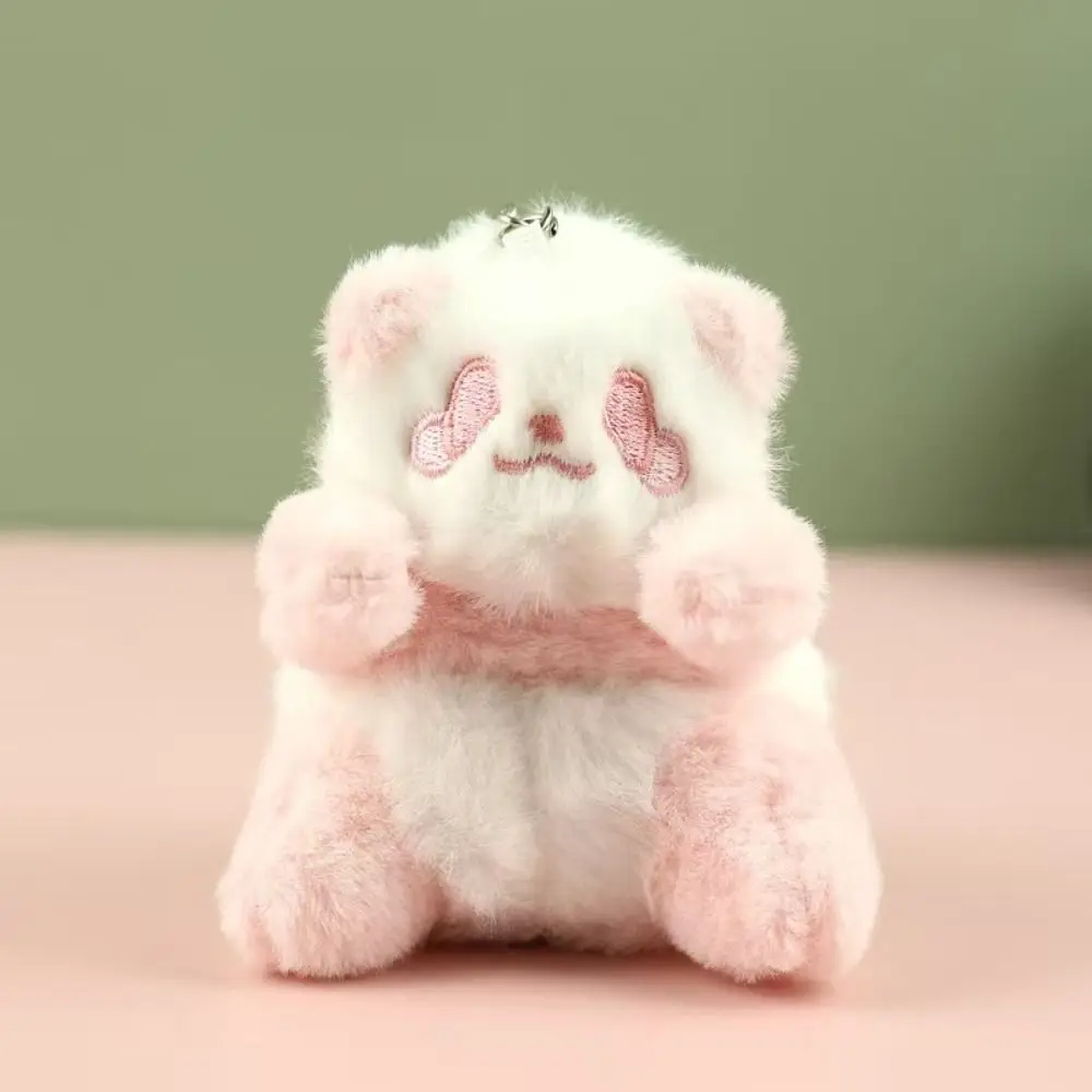 Schoolbags 앉아있는 팬더 모피 열쇠 고리 부드러운 절묘한 작은 팬더 봉제 인형 귀여운 박제 동물 해피 팬더 열쇠 고리 배낭