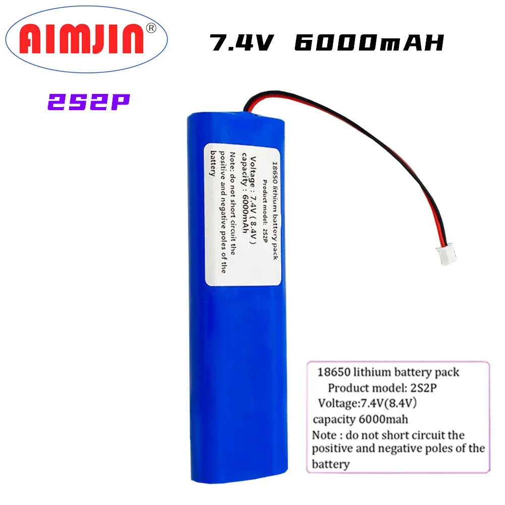 Latest Battery Pack 2S2P 18650 Lithium-ion Battery 6000mAh 7.4 V, Suitable for Headlights/CCTV/cameras