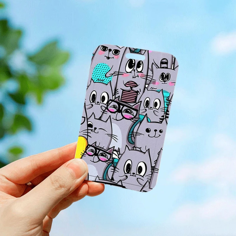 Abstract Cat Student Campus Lanyard Cards Holder Bank Identity Bus ID Card Sleeve Case Credential Badge Holder Photo Protector