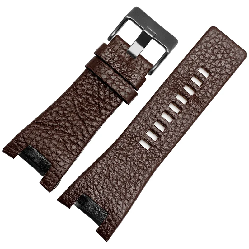 Litchi Pattern Men Waterproof Accessories for Diesel Dz1216 \\1273\\4246 32mm Genuine Leather Concave Interface Watch Strap