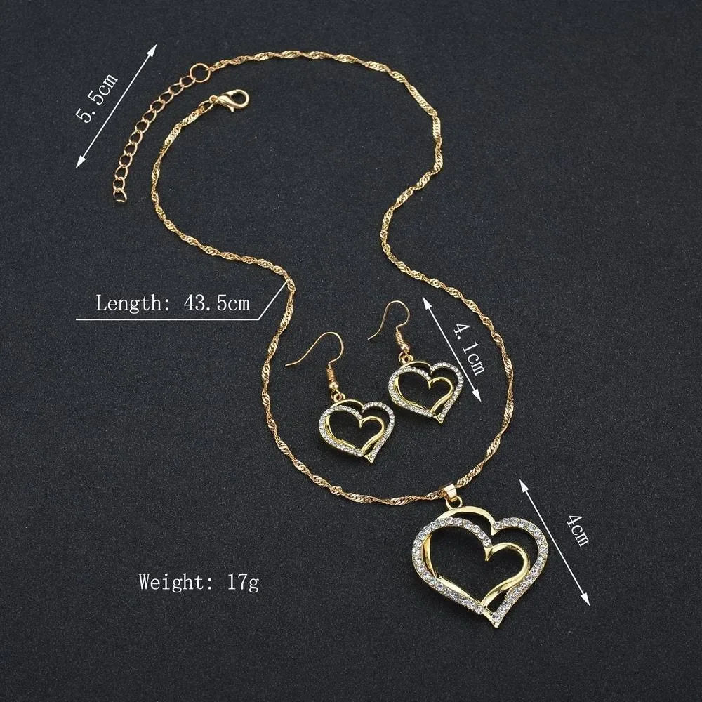 Damesmode Liefde Verpakte Ketting, Oorbellen, Armband, Sieradenset Geschikt voor Bruiloft, Feest, Festival Geschenken Sieradensets