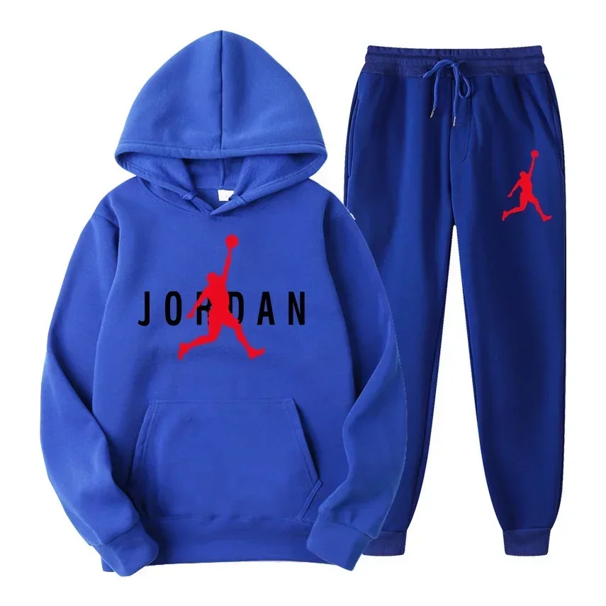 Men's new Tracksuit Set - Basketball Inspired Streetwear 2-Piece Outfit Perfect forCasual Hooded sweatshirt and sweatpants set view 2