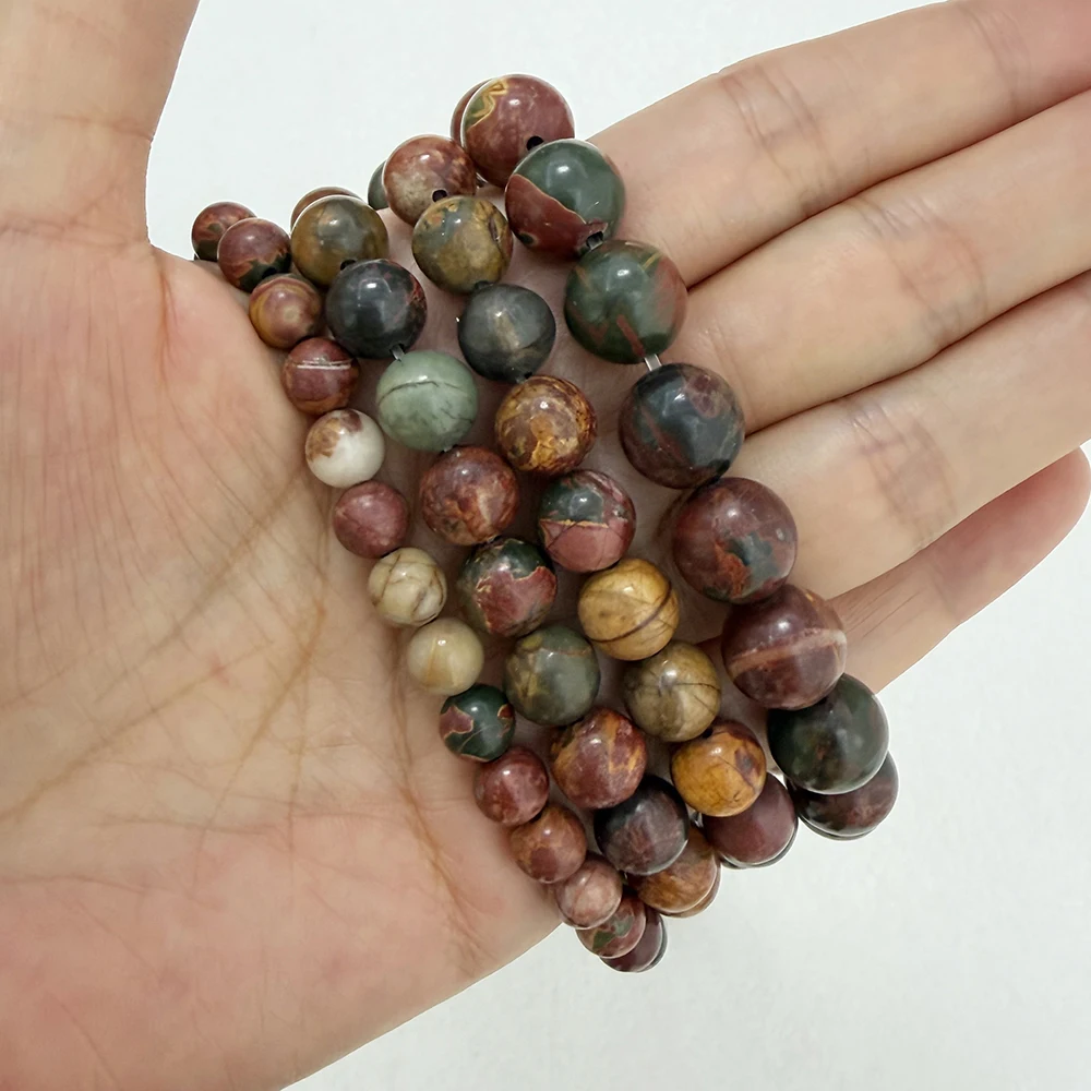 Natural Stone Colorful Picasso Jasper Round Loose Beads 15