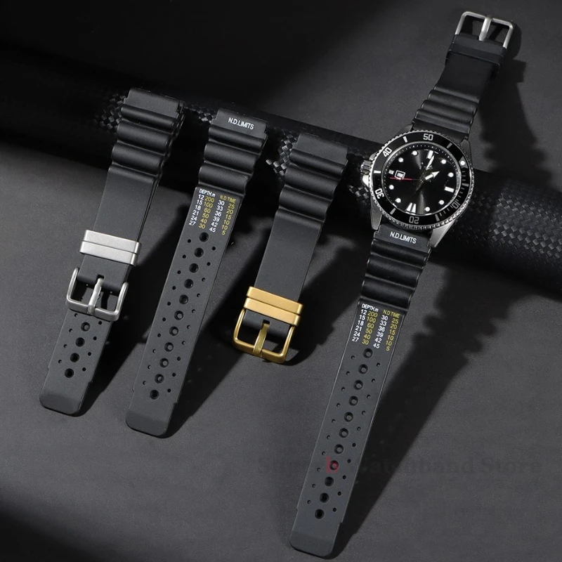 Nd limits mergulhador pulseira de silicone 20mm 22mm 24mm para seiko água fantasma resina masculino esporte relógio banda para casio cidadão promaster