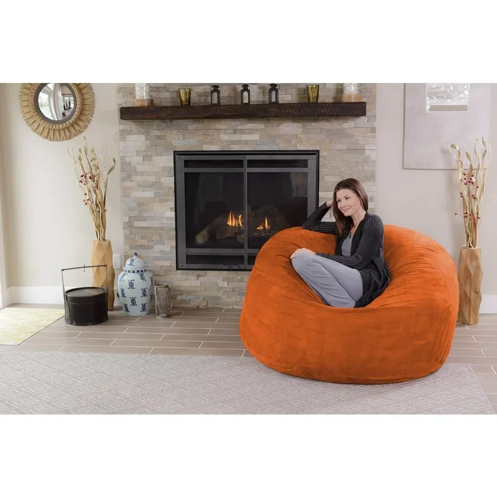 Bean Bag Chair,5ft, Jumbo Beans Bags,Memory Foam,Plush Faux Fur Leather Cover, Folds Into Recliner, Lazy Boy Sofa, Bean Bag Sofa