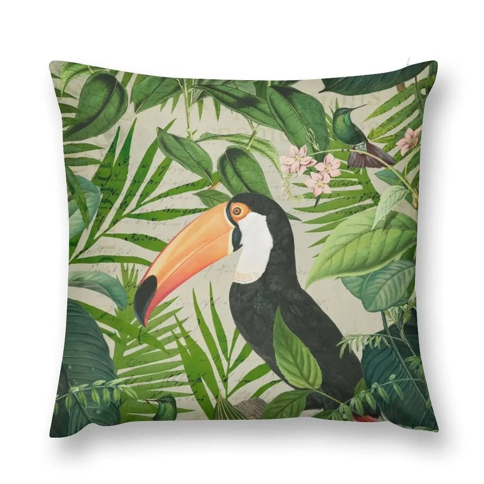 Toucan And Hummingbirds Throw Pillow Pillow Cases Decorative Covers For Sofas christmas decorations 2025 pillow