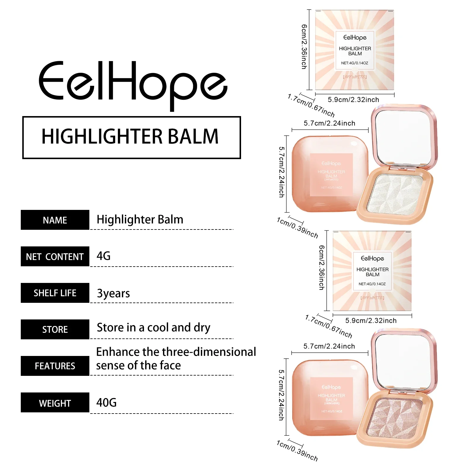 لوحة هايلايتر لامعة وتوهج، بودرة وجه متعددة الألوان لتحديد عظام الخد والأنف، لمسة نهائية مضيئة طبيعية