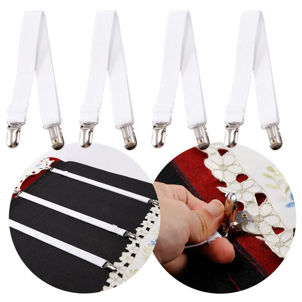 2Pcs Hidden Strap Tablecloth Clips Fasteners Table Cloth Holder Clips Adjustable Elasticity Picnic Tablecloth Clip