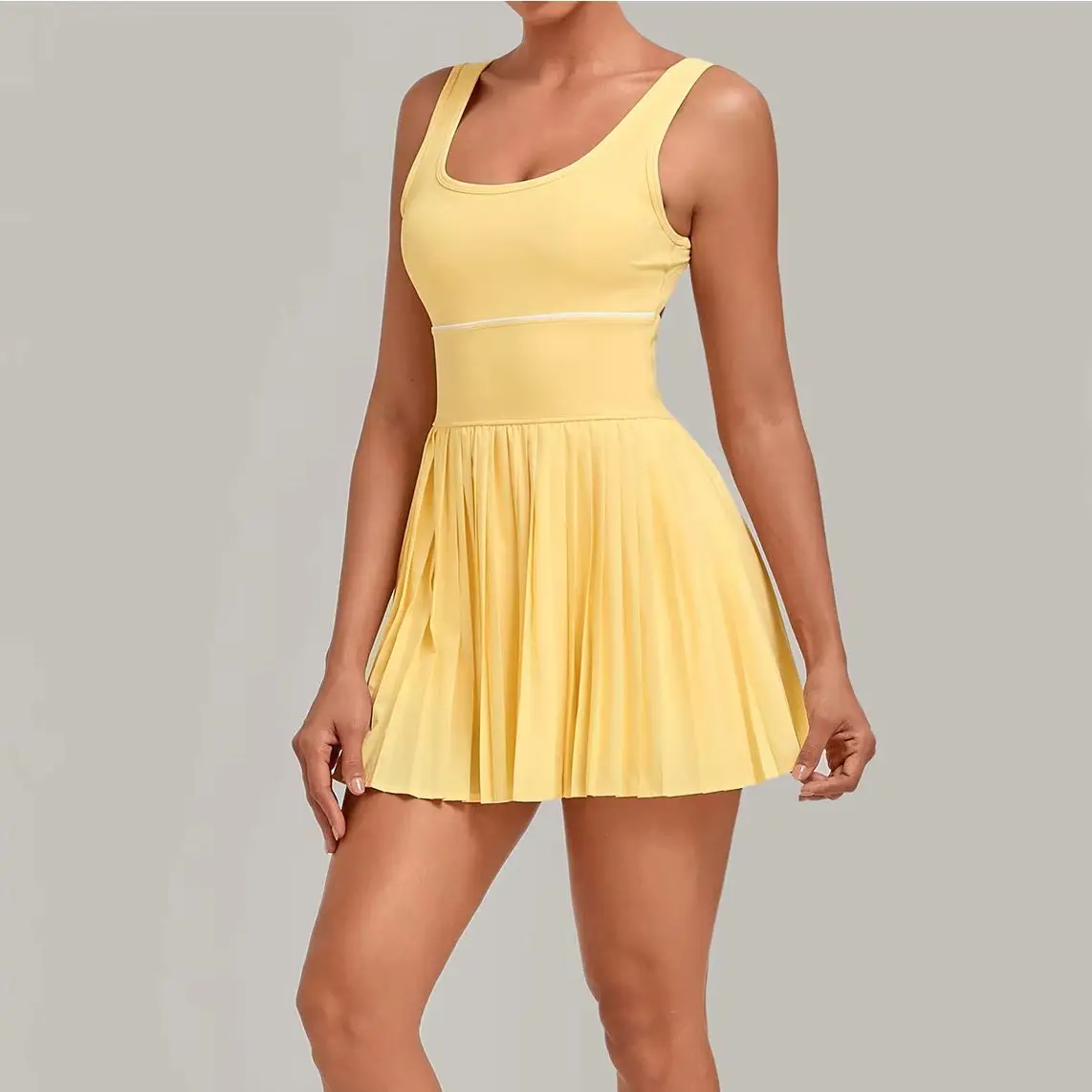 Women's Yoga Jumpsuit Set Chest Cushion Built-in Anti Glare Jumpsuit Dance Ballet Sport Dress Female Running Sports Tennis Skirt