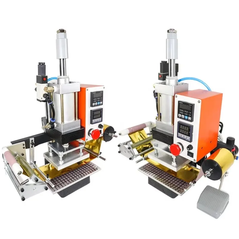 Полуавтоматическая пневматическая машина для горячего тиснения с подогревом для тиснения кожи, отступа к товарным знаком, печатная машина для пластика