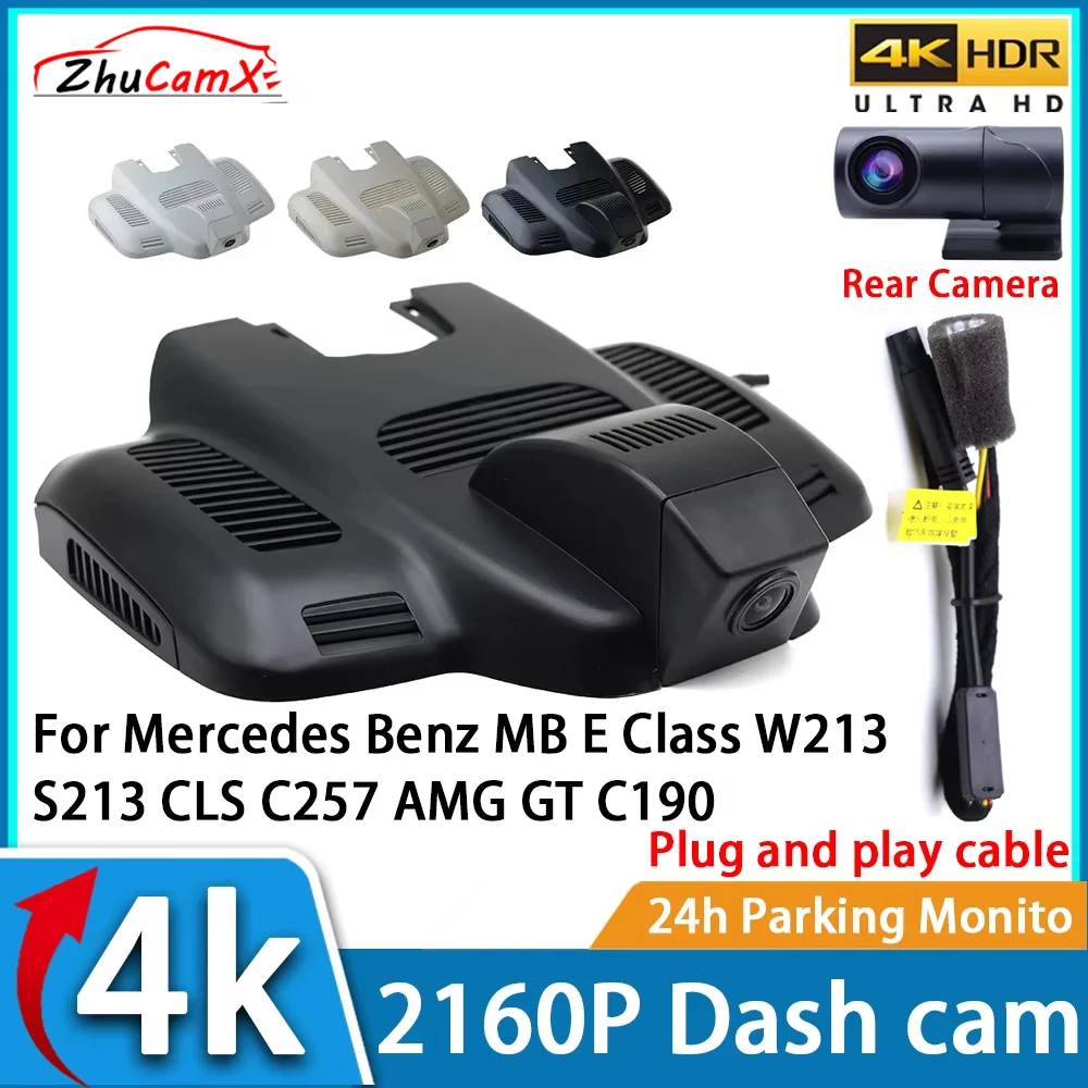 CamZhuX-gravador de vídeo de carro com visão noturna, DVR Dash Cam, UHD, 4K, 2160P, Mercedes Benz MB, Classe E, W213, S213, CLS, C257, AMG, GT, 190