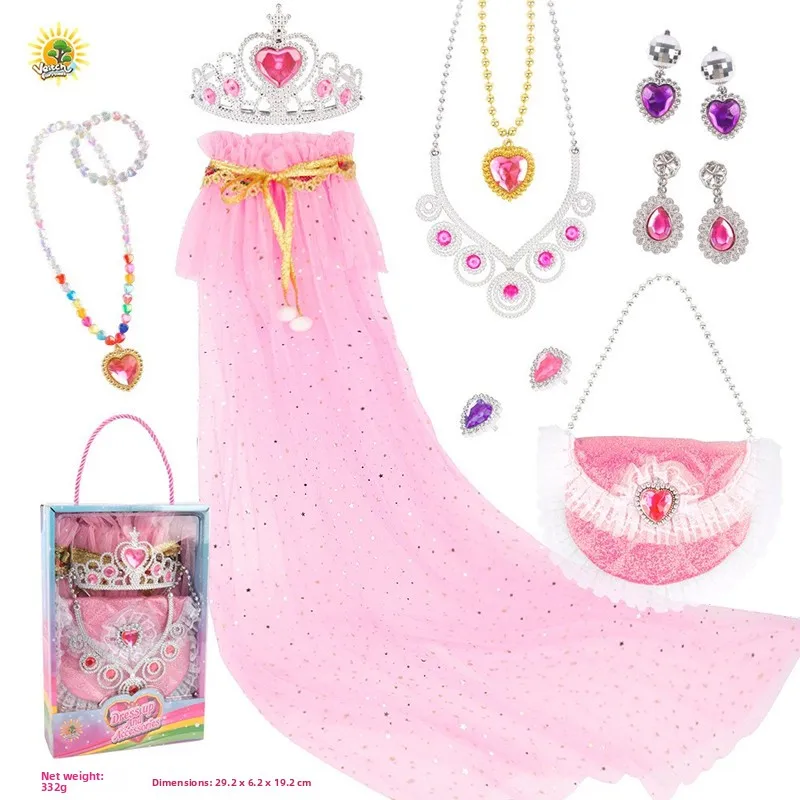 

Halloween Girl Performance Costume Elsa Princess Cloak Accessory Set Outerwear Cowl Neck Long Shawl Children's Gift