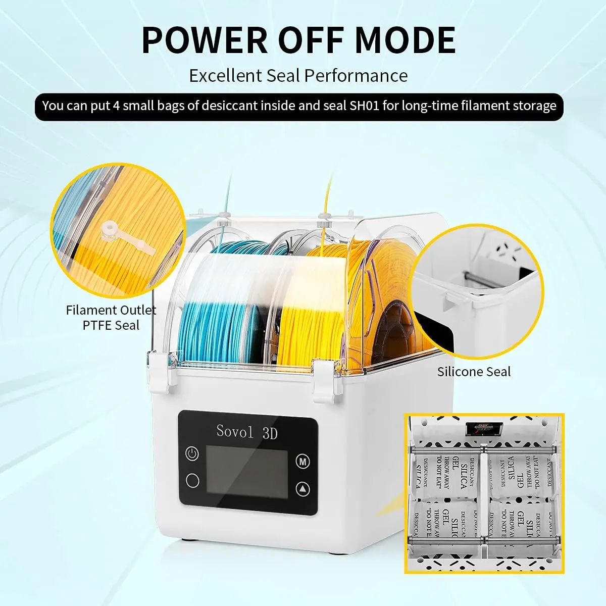 Sovol-vaccoir à filament 2023, déliaison de filament SH01, support de bobine d'imprimante 3D avec ventilateur amélioré, boîte sèche pour garder le filament au sec