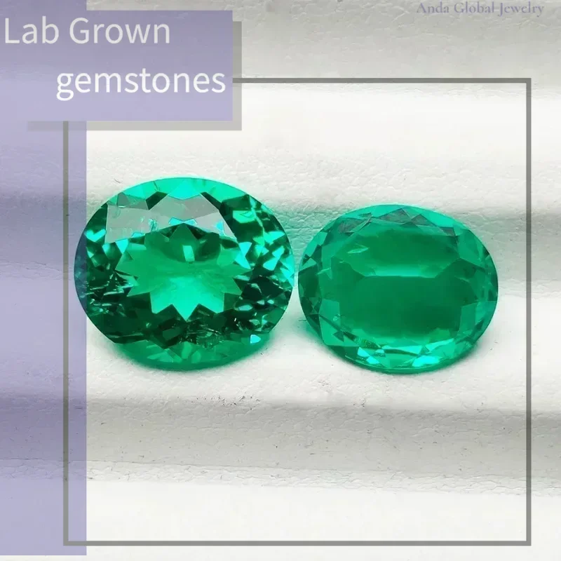 ラボグロウン-コロンビア産-エメラルド-オーバルシェイプ-ナチュラルカラー-ハンドカット-ハイドロサーマル-ジェムストーン-ジュエリー製作用-選択可能な証明書付き