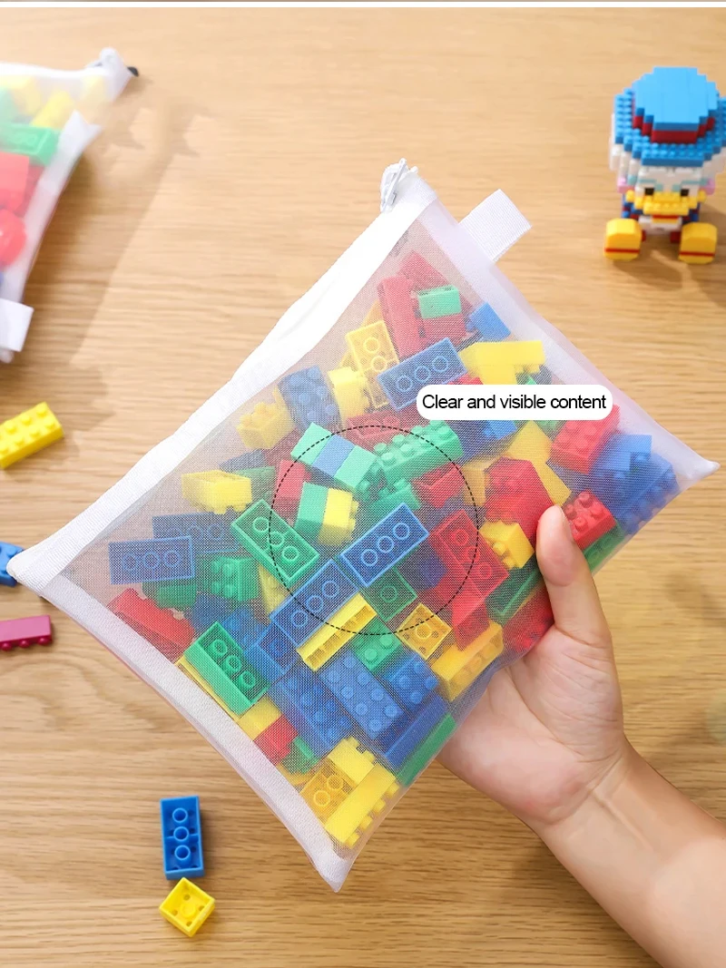 Neue Puzzle-Spielzeug-Aufbewahrungstasche Baustein-Puzzle Unterteilungsbeutel Kinder-Kleinpartikel Transparente Netz-Reißverschlusstasche – Detail 3