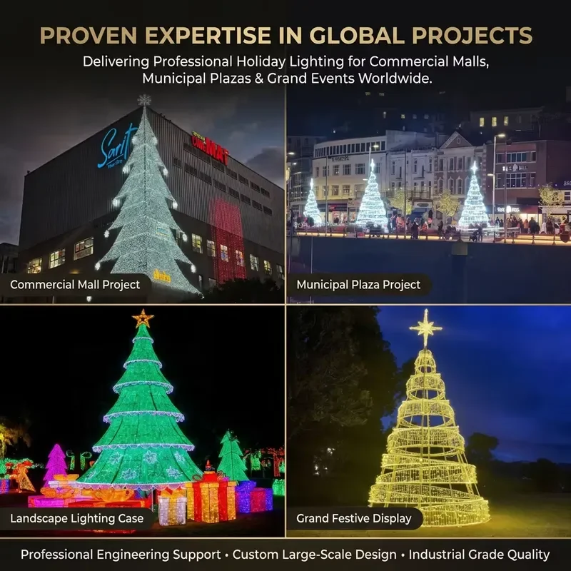Customize Giant Outdoor Christmas Tree Lights IP65 Waterproof LED Motif Tree for City Squares Commercial Shopping Mall