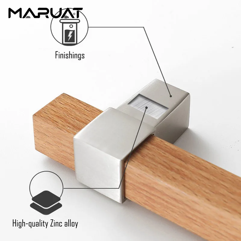 Nordic Wooden Cabinet Door Handles T Bar Handles for Cabinets and Drawers Silver Kitchen Cabinet Handles Black Furniture Handles