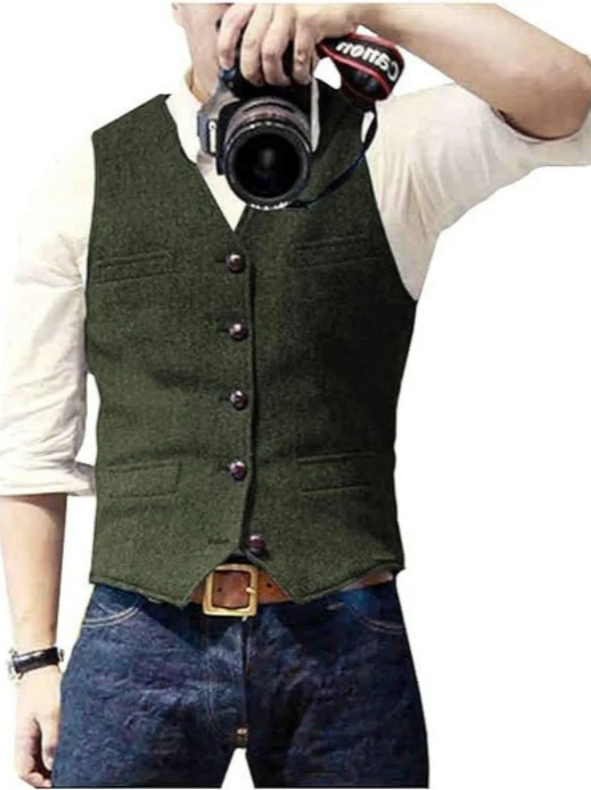 AnnieBritney متعرجة تويد سترة غير رسمية للرجل الخامس الرقبة الدافئة واحدة الصدر صدرية سترات الموضة جيليه صب أوم