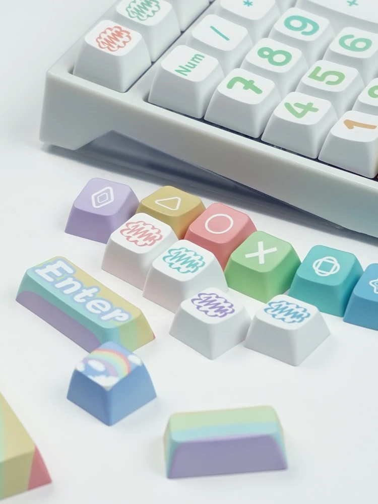 

125 Key Rainbow Theme Keycaps Small Full Set MDA High PBT Material Thermal Sublimation Printing Personalized Creative Keycaps