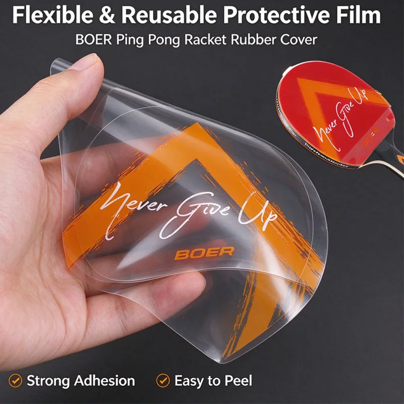 BOER Adhesive Table Tennis Racket Protective Film Reusable Ping Pong Paddle Rubber Cover Dustproof Anti-Oxidation Protector