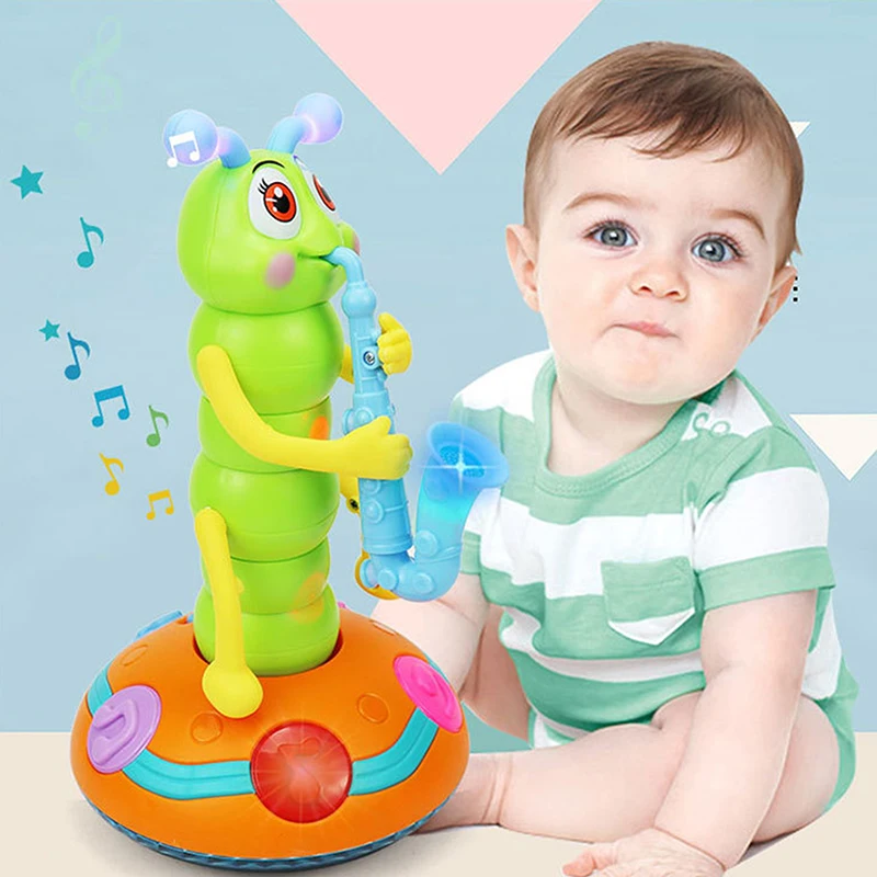 

Electric Dancing Caterpillar Musical Saxophone Toy Upright Light-Up Caterpillar Dance Toy