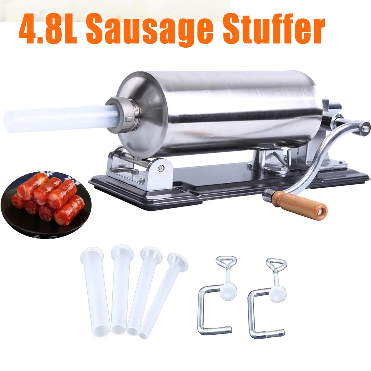 4.8L Sausage Stuffer Stainless Steel Sausage Filler Manual Sausage Maker Kit