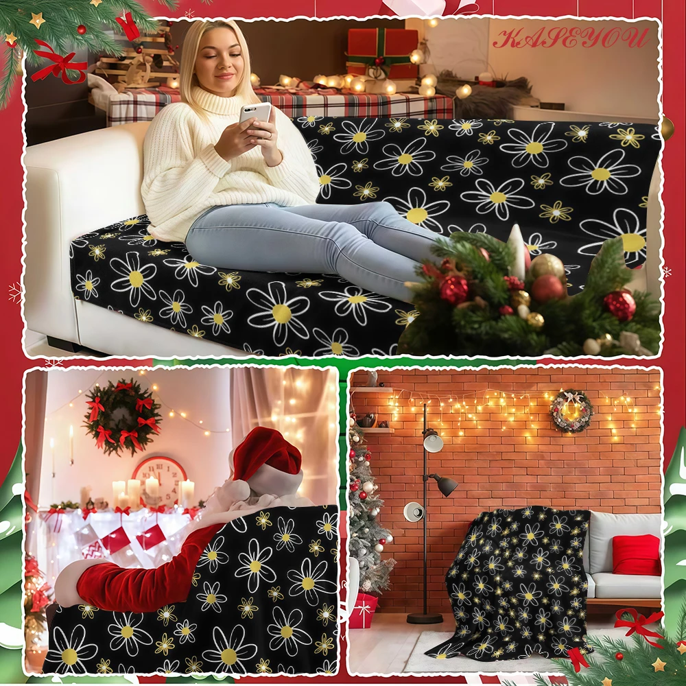 Dusty Blue Flowers Print Premium Twin Size Cozy Fluffy Microfiber Blanket Perfect for Family Movie Nights at Home Together
