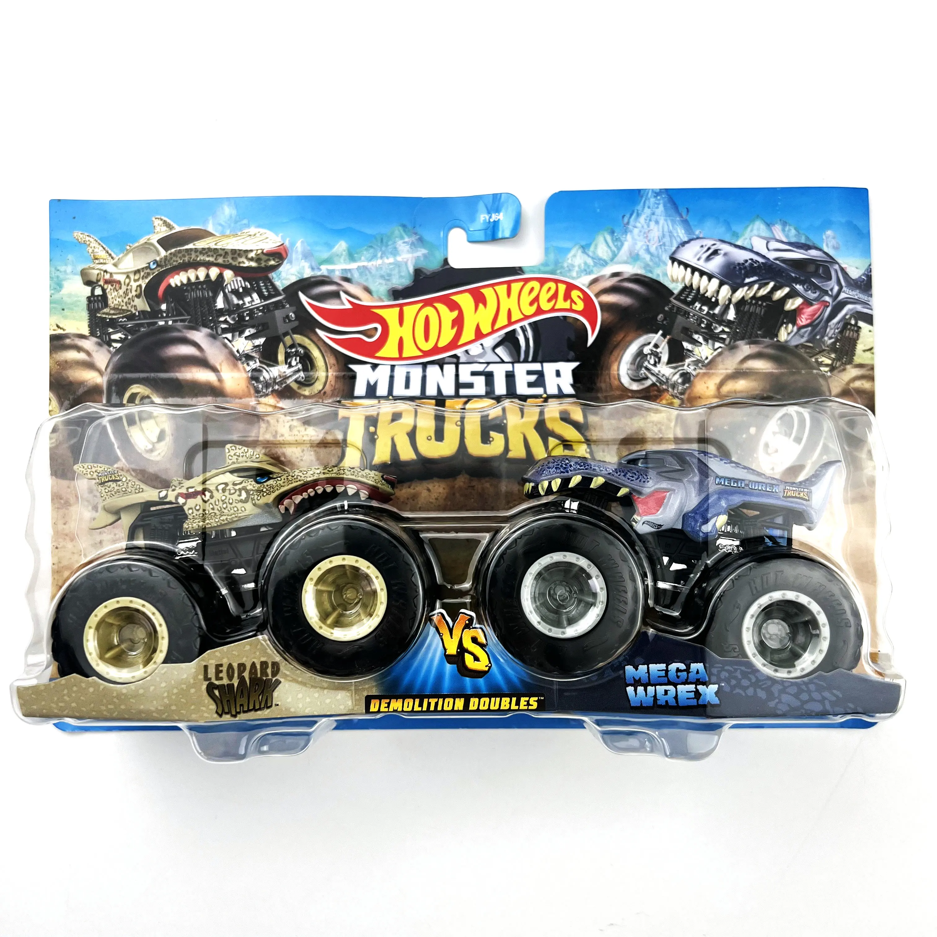 FYJ44 HOT WHEELS 1/64 MONSTE TRUCKS LEOPARD SHARK VS MEGA WREX HW SAFARI VS WILD STREAK GUNHSTER VS 5 ALARM car model