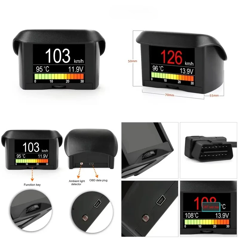 Ancel A202 On-board Computer for Car OBD2 Digital Display Fuel Consumption Speed Voltage Water Temperature Gauge HUD
