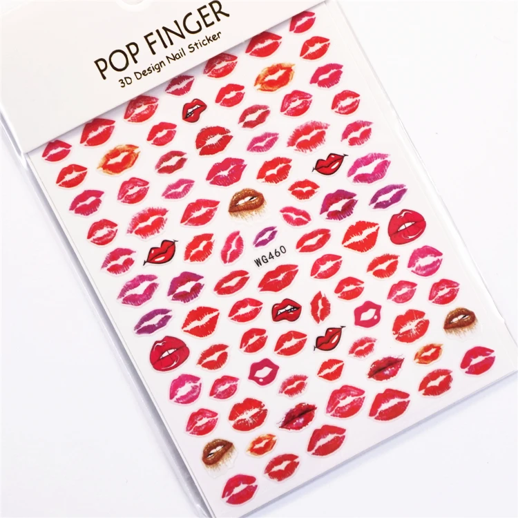 1pc Red Lips 3D Nail Stickers Fashion Hot Girl Lollipop Designs Selff-Adhesive Sticker Slider Decals Nail Decoration Tips Tool