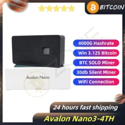 Máquina de minería de Bitcoin, 4TH Hashrate nano3, BTC Lotto con fuente de alimentación de 140W, nueva y Original, entrega rápida, un año de garantía