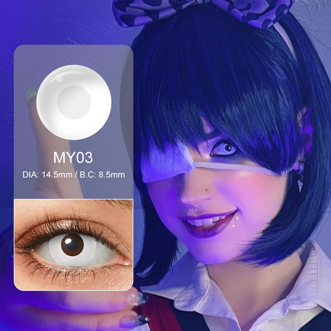 Anime Cosplay Contact Lenses for Eyes White Lenses Halloween Contact Lenses Blind Black Lenses Beautiful Pupils Eye Makeup