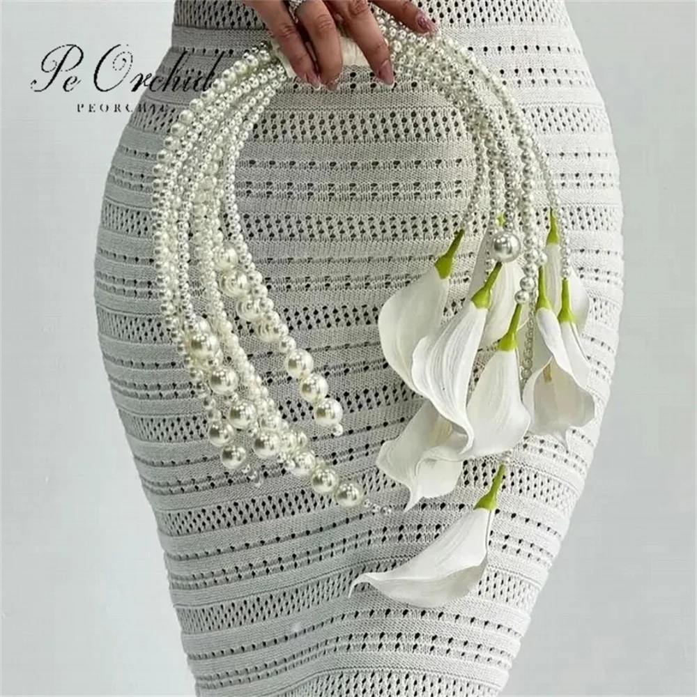 

Elegant white Bridal Bouquet Pearly Hoop Blumenstrauß Handmade Wedding Silk Flowers Calla Lilly Bridal Ring Bouquet