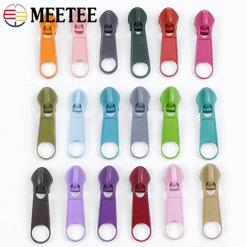 50Pcs Meetee 3#5# Rainbow Zipper Slider Heads for Nylon Zip Tape Backpack Jacket Bag Garment Zips Repair Kit Sewing Accessory